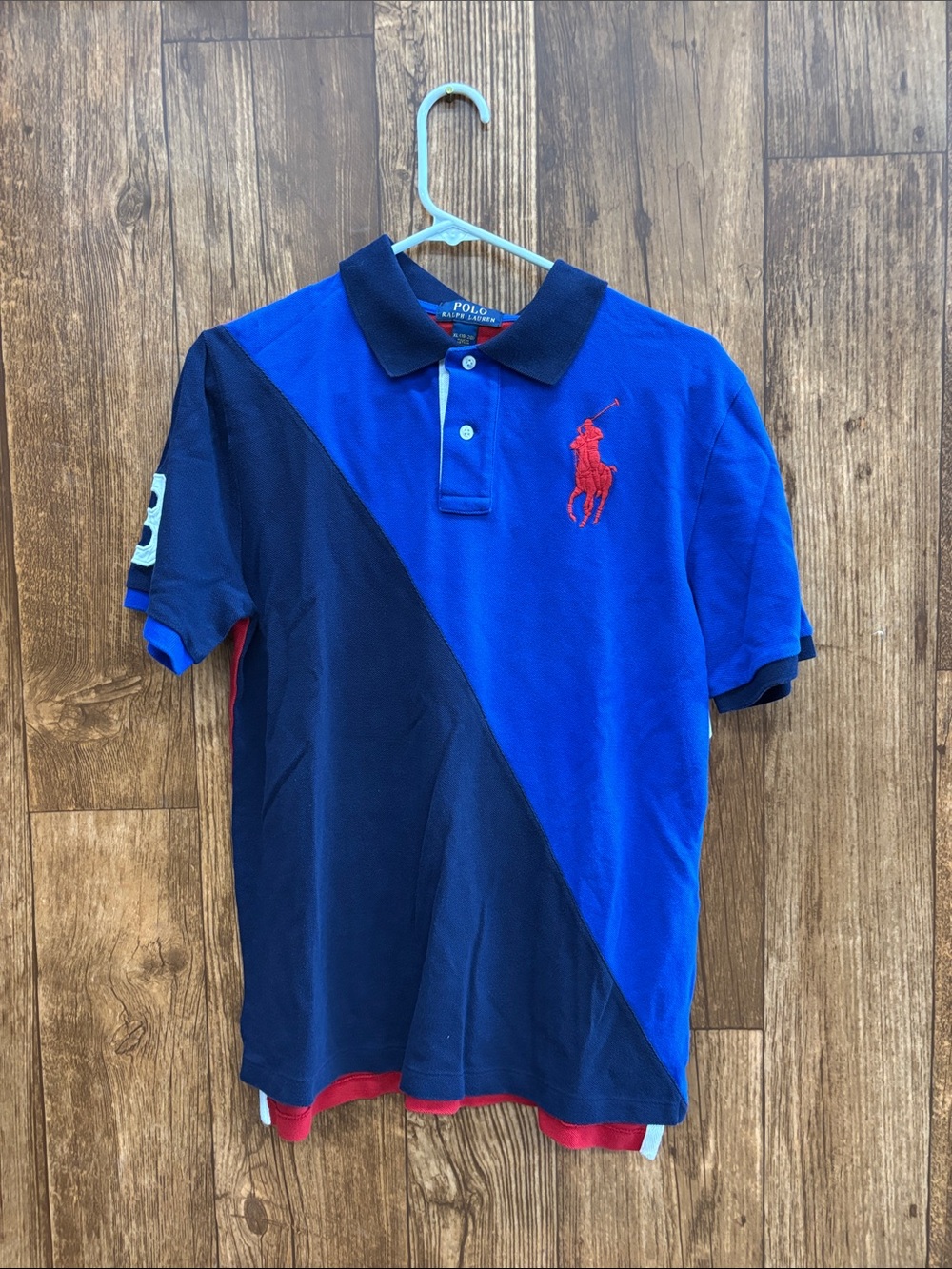 Polo by Ralph Lauren Blue and Navy Colorblock Polo with Red Logo